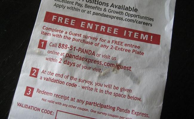 PandaExpress Feedback Survey To Win Free Items